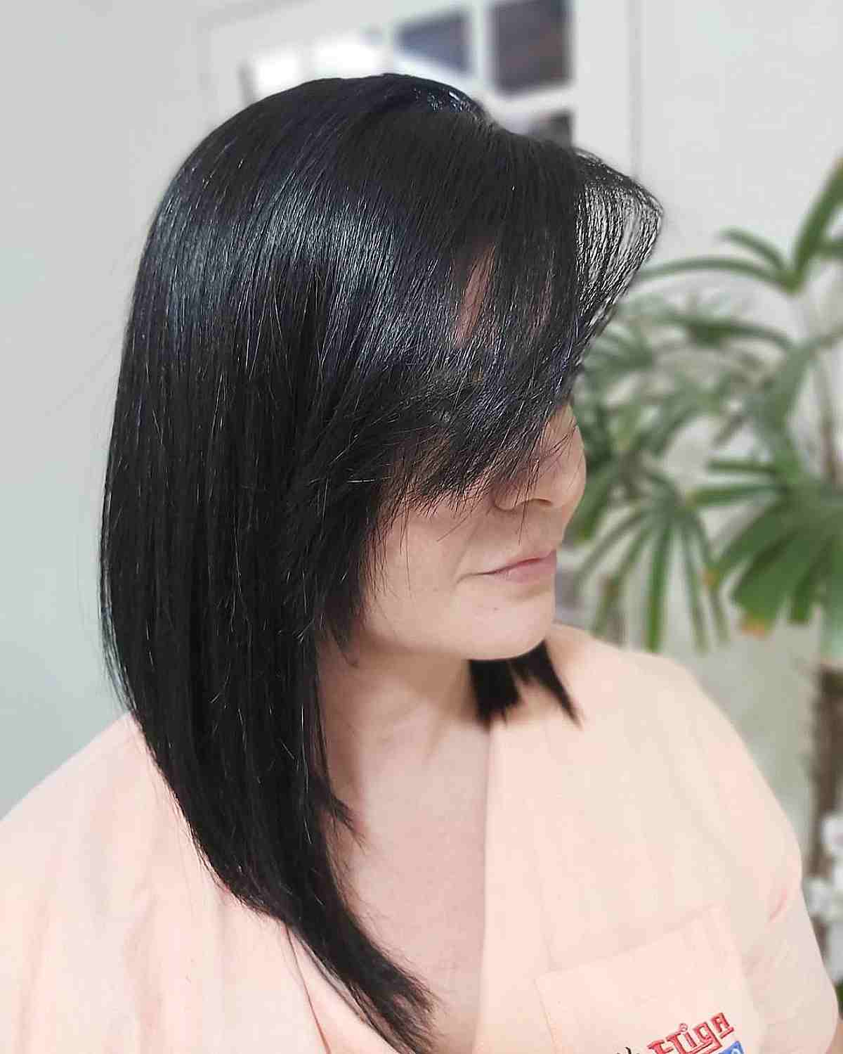 Textured Long Bob with Bold Side Part for Thin Hair