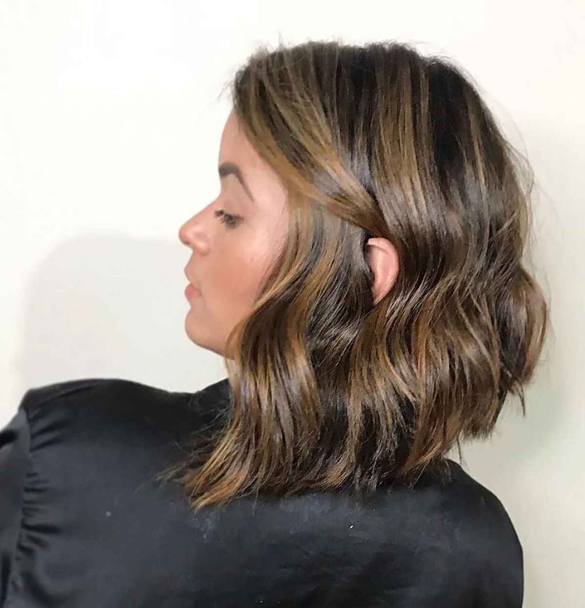 Textured Long Bob with Highlights