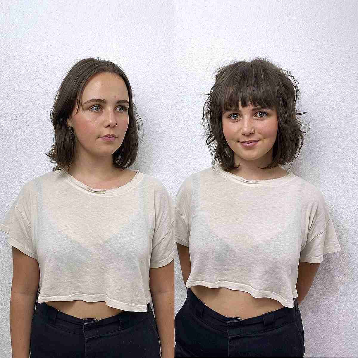 Textured Long Bob with Fringe and Waves