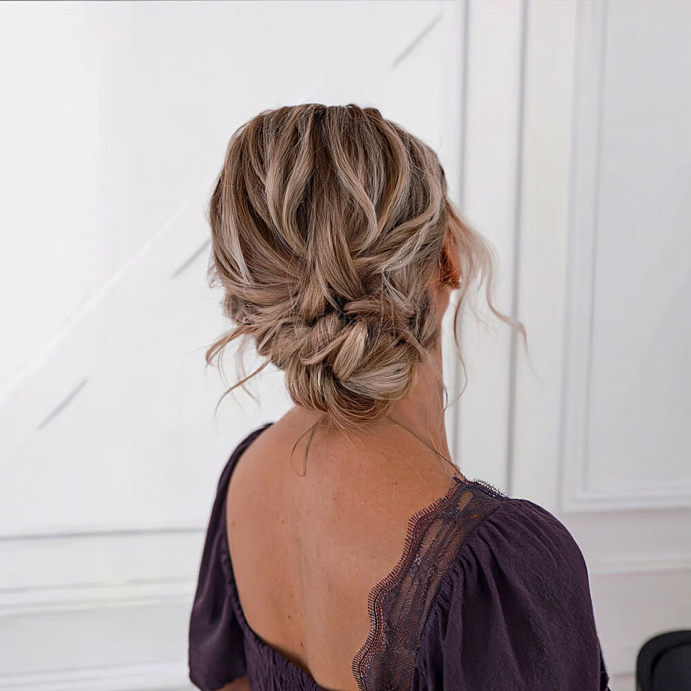 Textured Low Bun with Twists