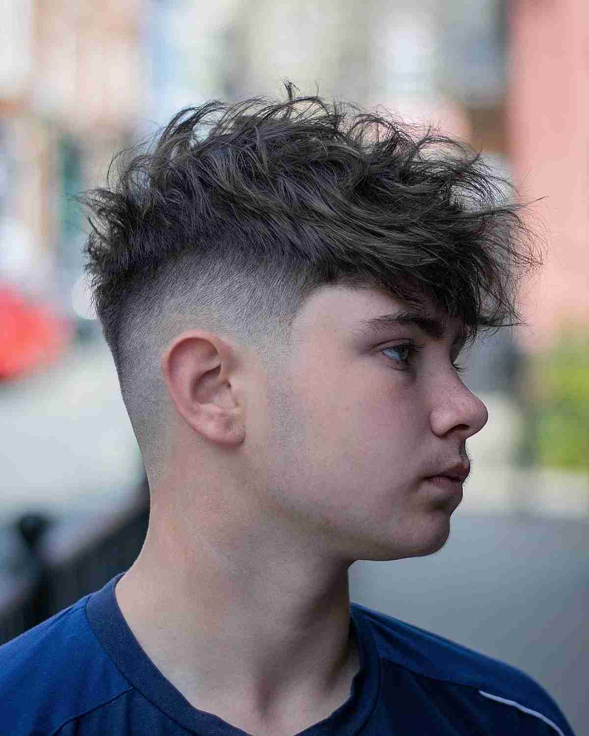 Textured Messy Top with a Skin Fade for Boys