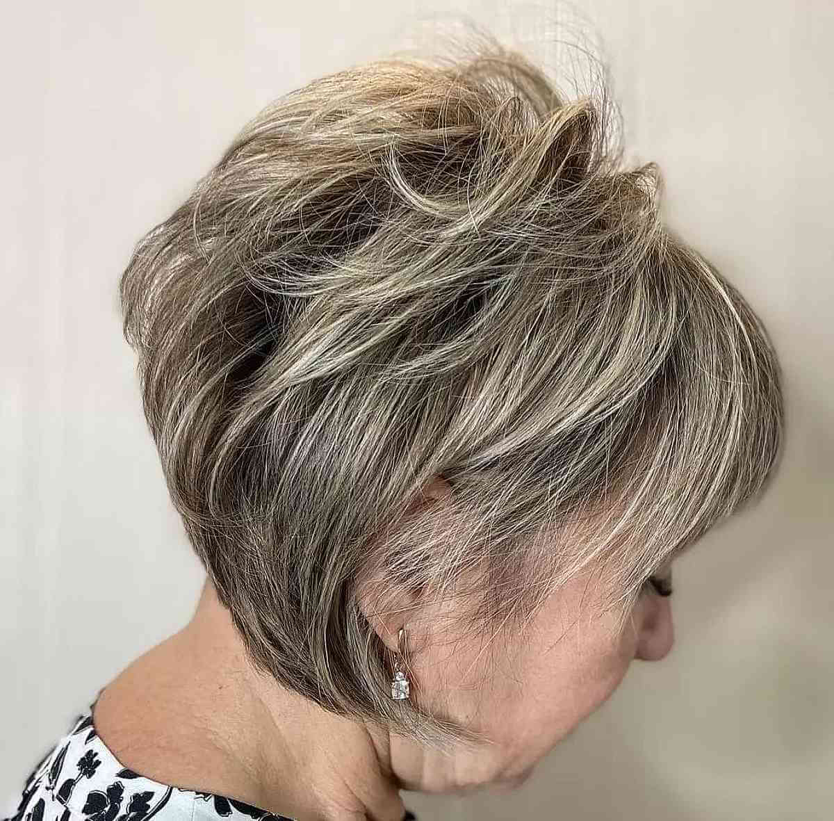 Textured Pixie Bob with Layered Chops for Ladies Seventy and Up