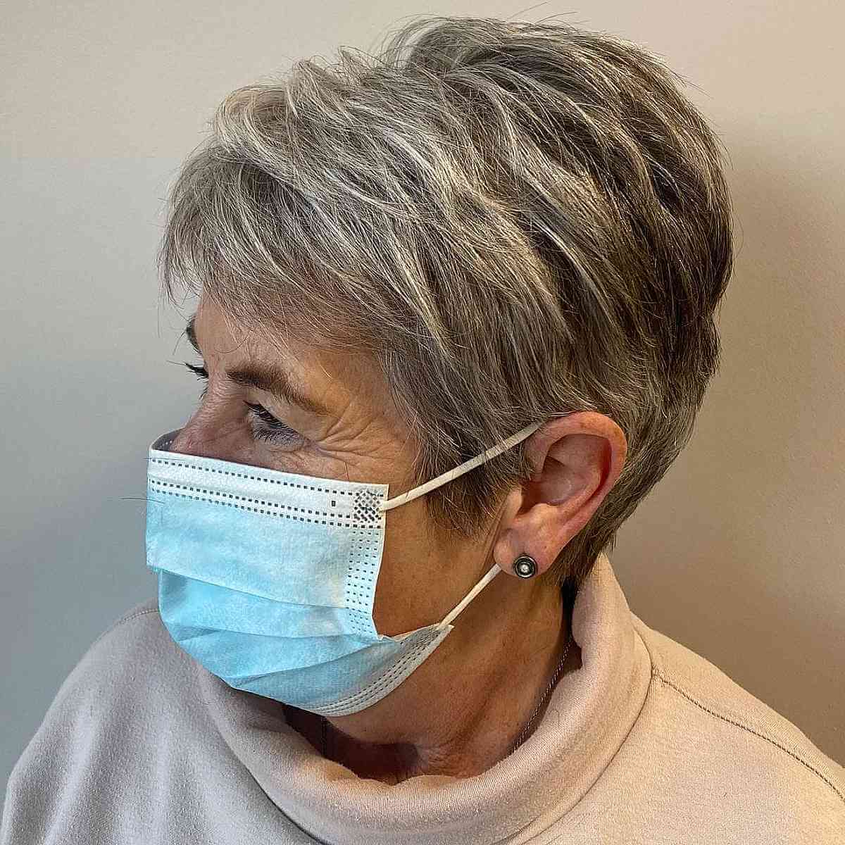 Textured Pixie Crop for Silver Hair for 70-Year-Olds
