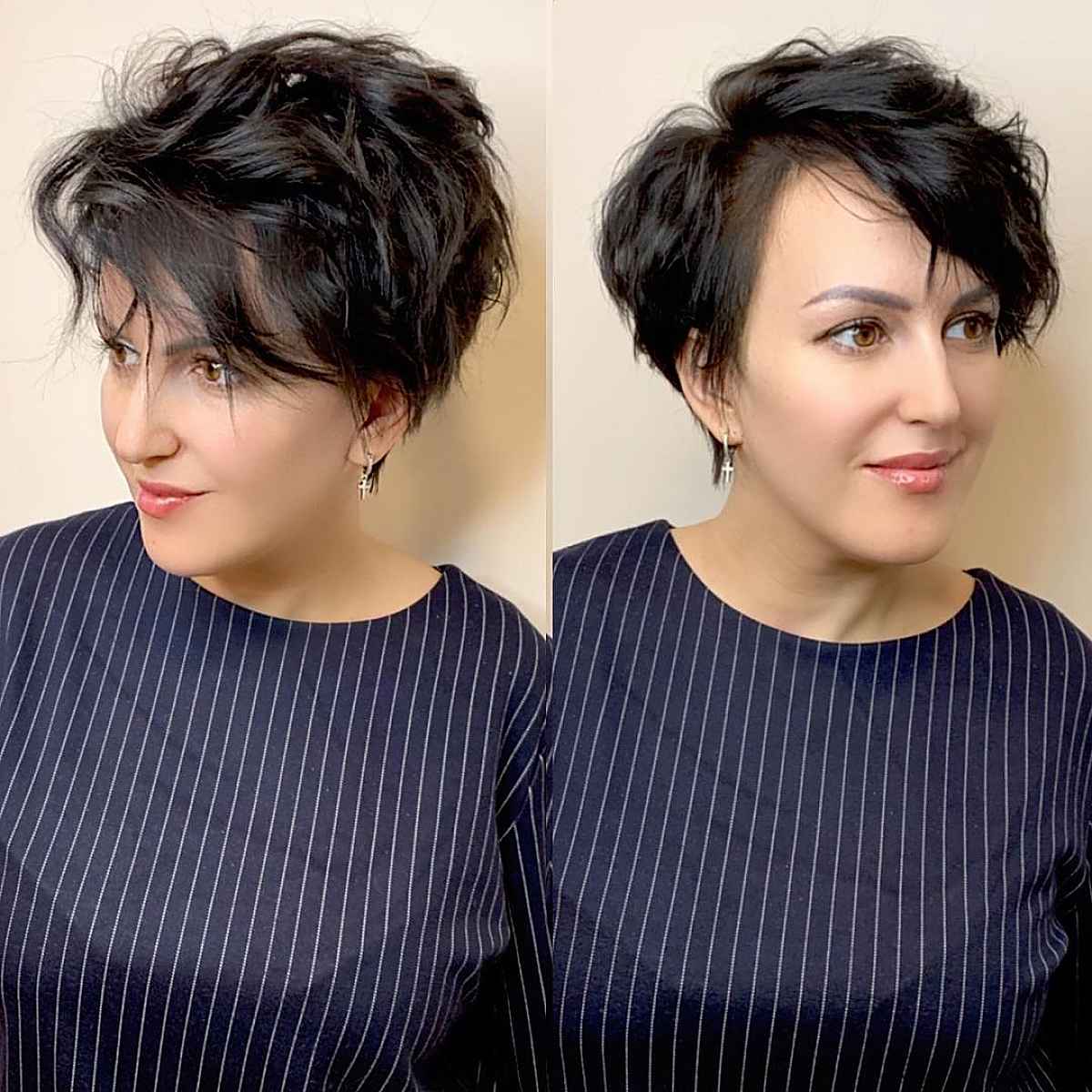 Textured Pixie Cut Featuring Long Bangs and a Side Part