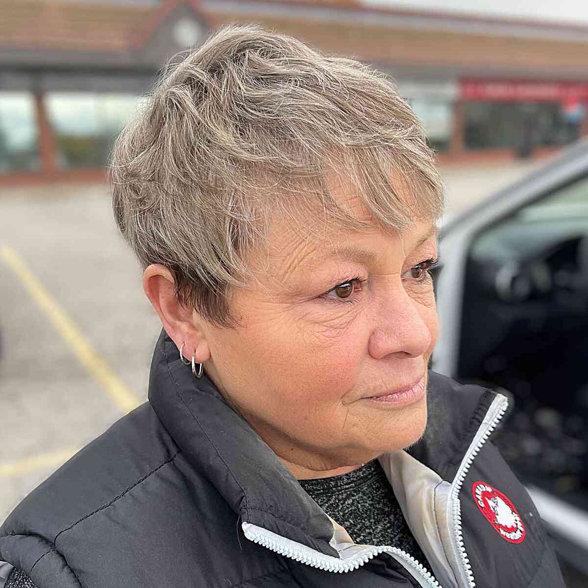 Short Textured Pixie Cut with Fine Layered Bangs for Women Over 60
