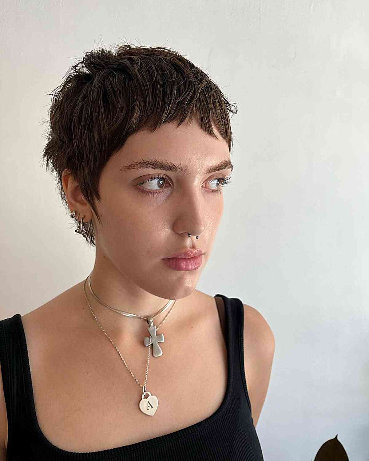 Textured Pixie with Edgy Bangs and Sideburns