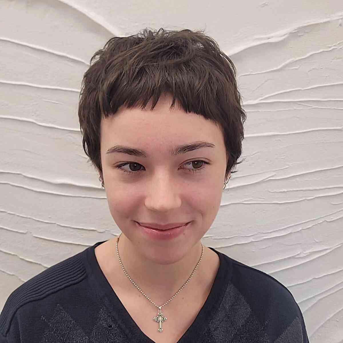 Textured Long Pixie Shag with Mini Bangs