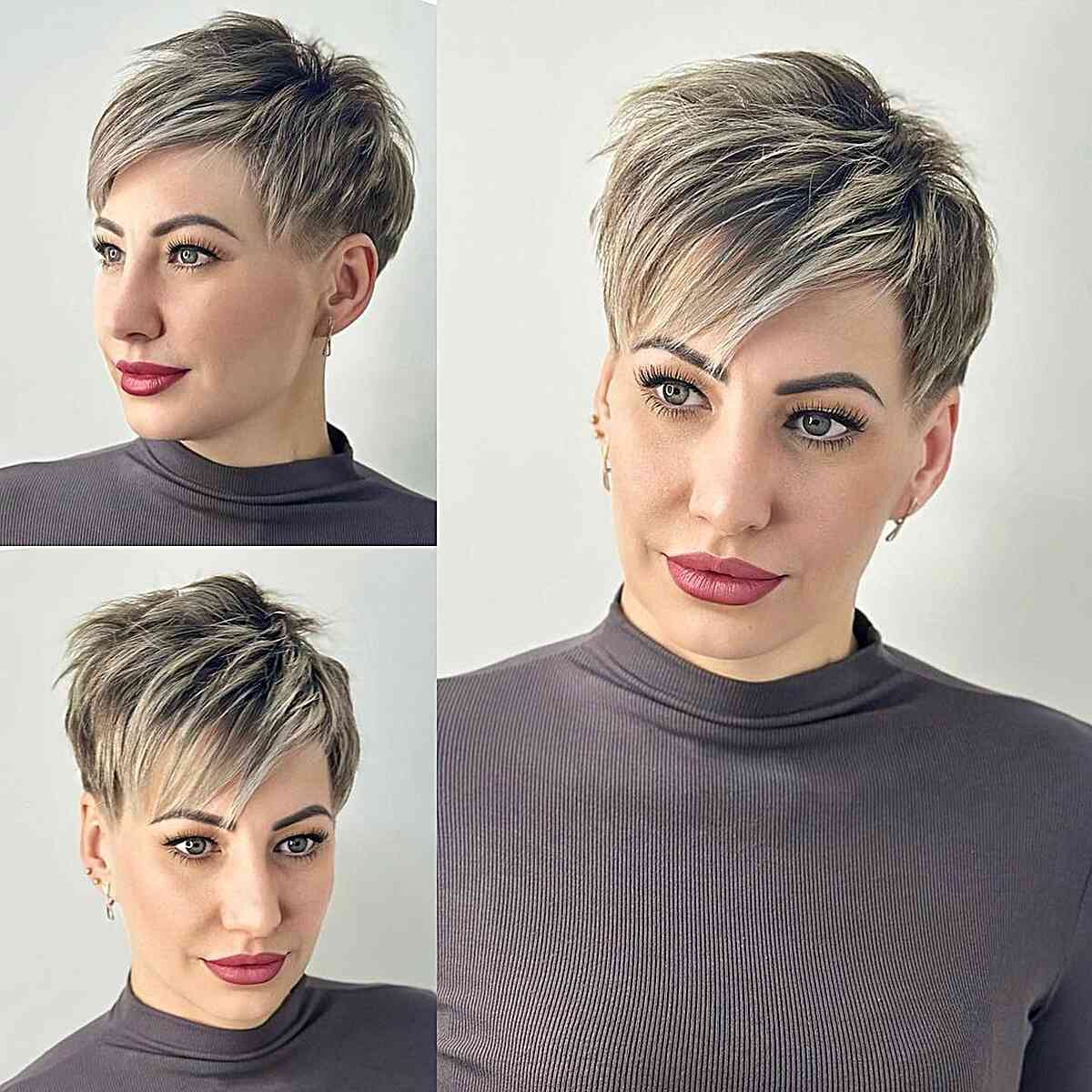 Short Textured Layered Pixie with Side Bangs