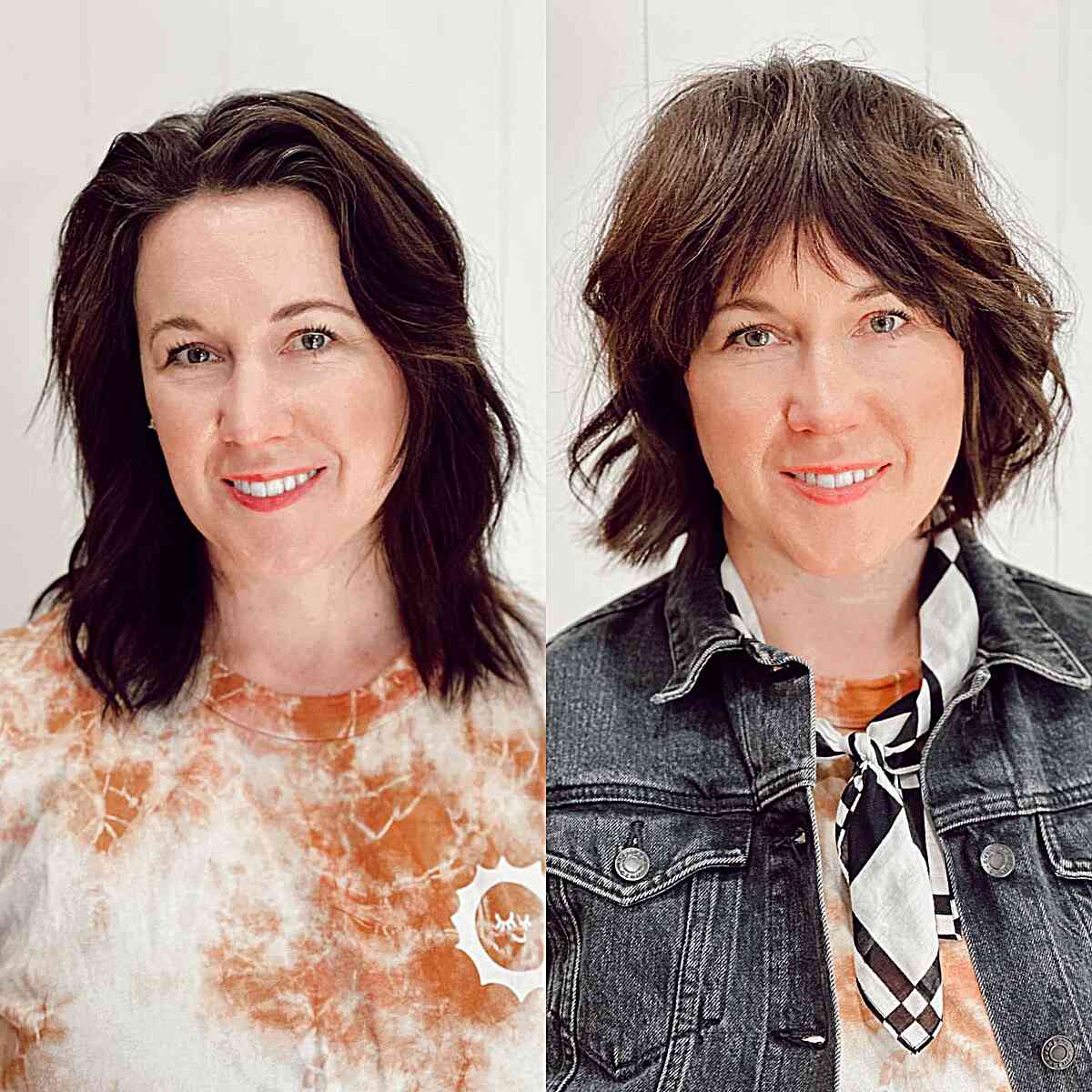 Effortless Razor Cut Shag with Stylish Bangs for Women Over 50