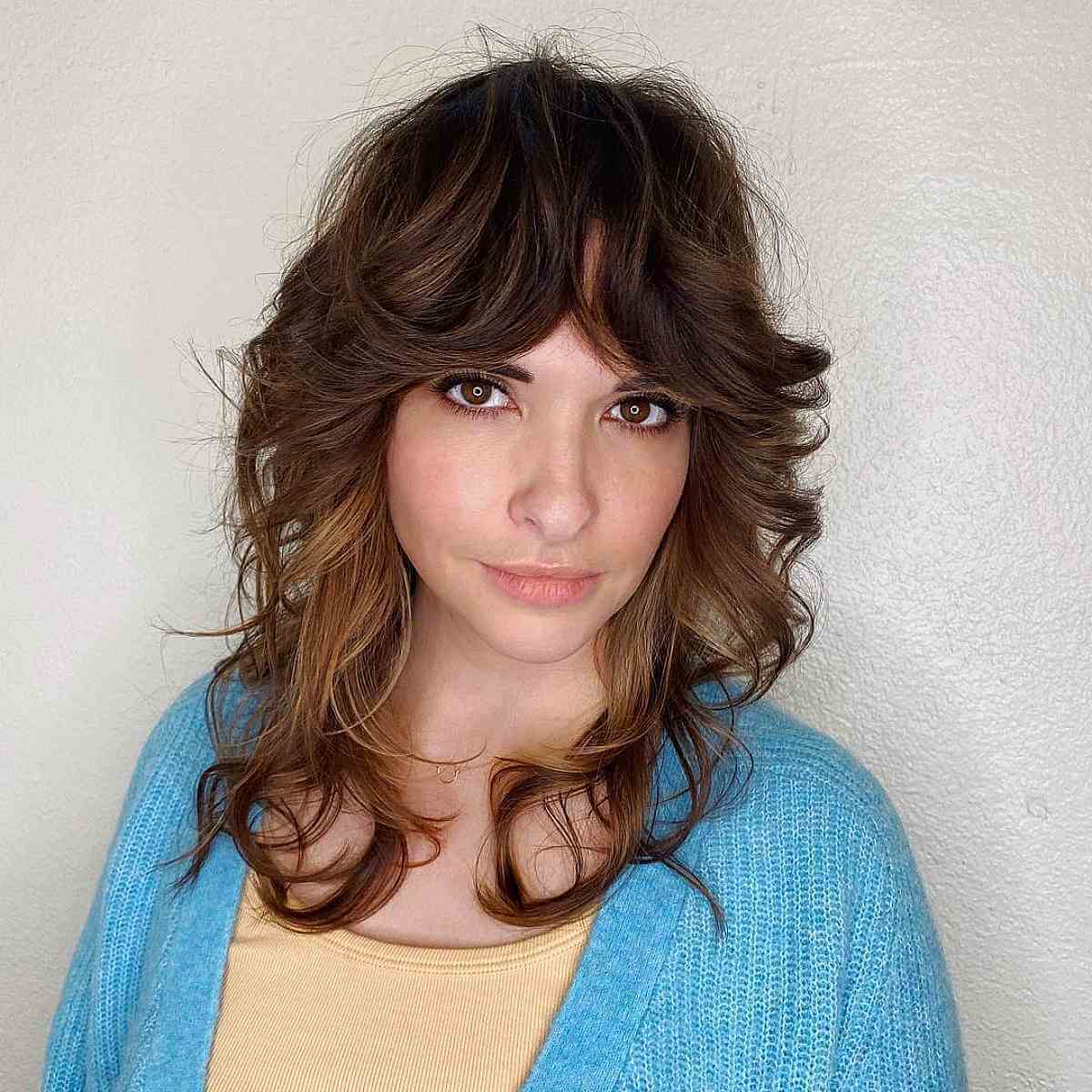 Textured Shag Cut with 70s-Inspired Curtain Bangs