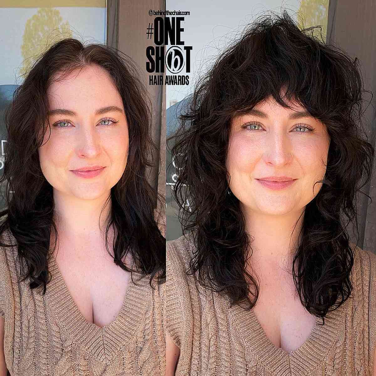 Textured Shag Layers and Bangs for Mid-Length Voluminous Hair