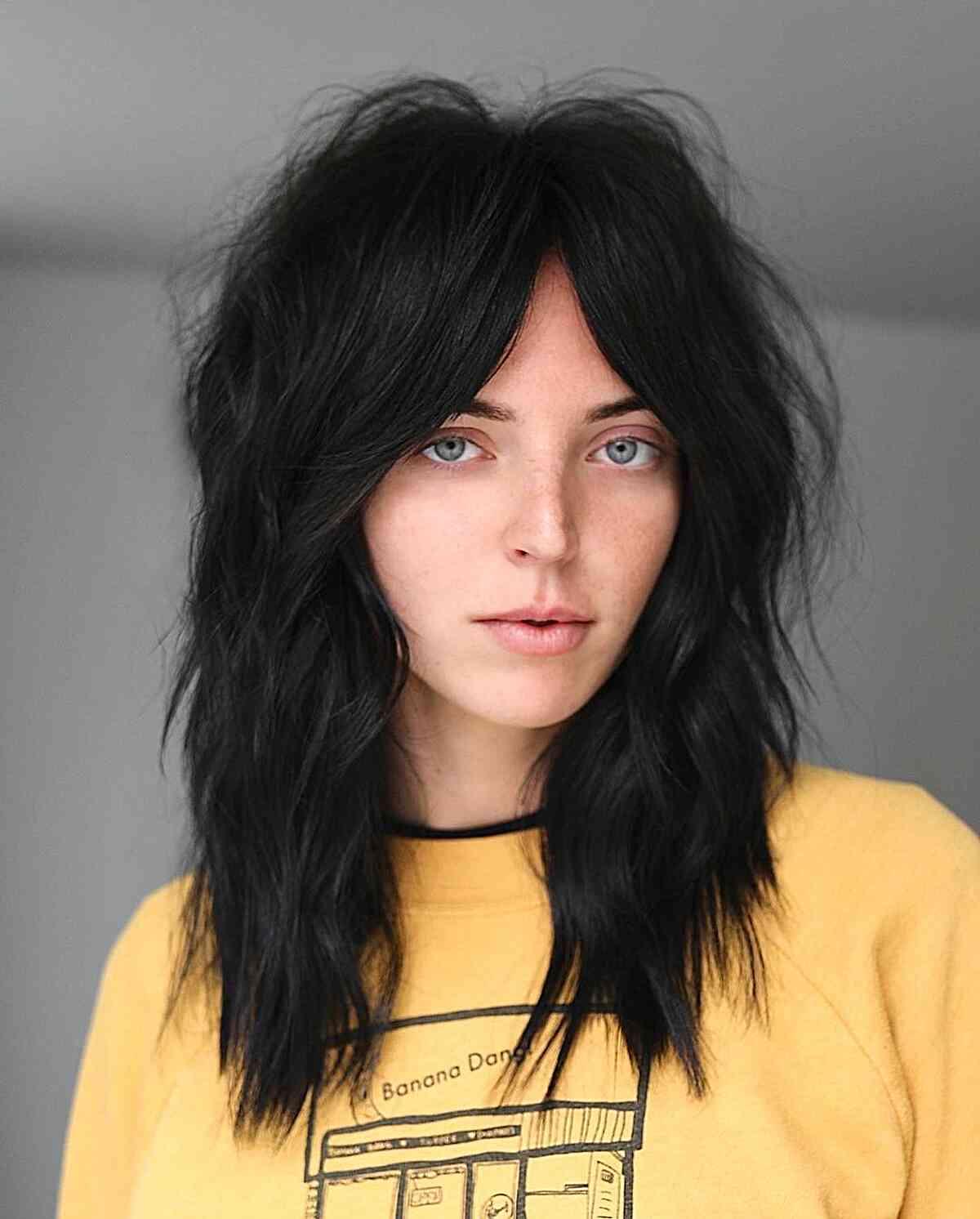 Textured Shag with Bangs for Oval Faces