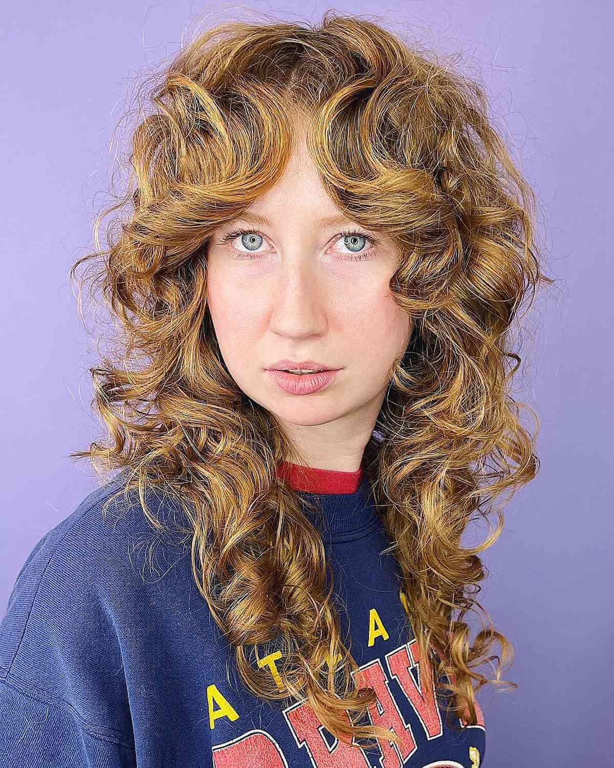 Textured Shag with Layered Highlights and Curtain Fringe