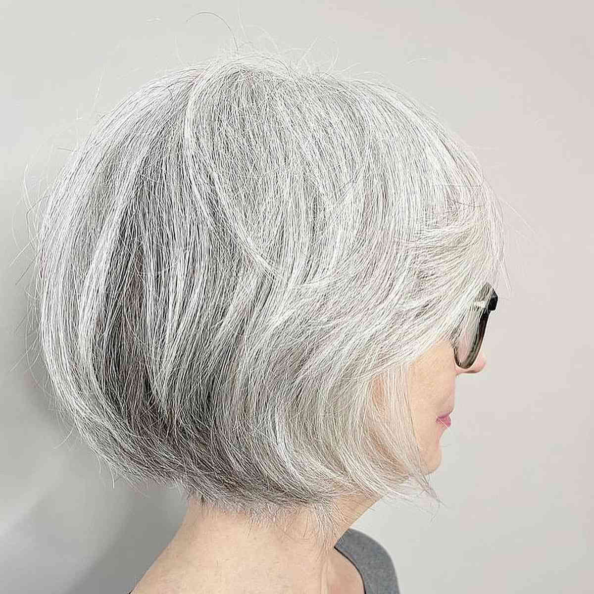 Textured Shaggy Bob for Women with Grey Hair