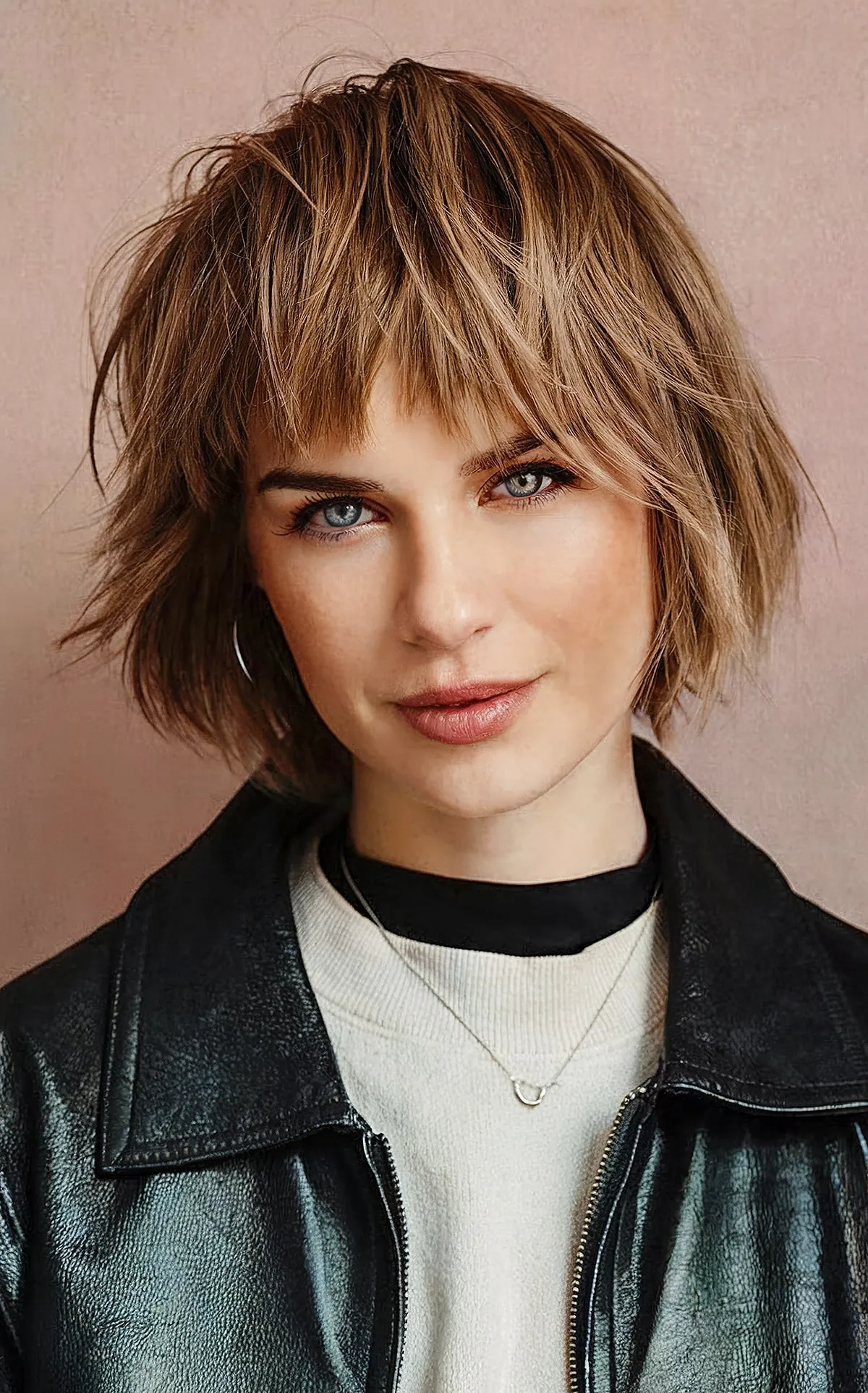 Trimmed Shaggy Bob with Textured Bangs