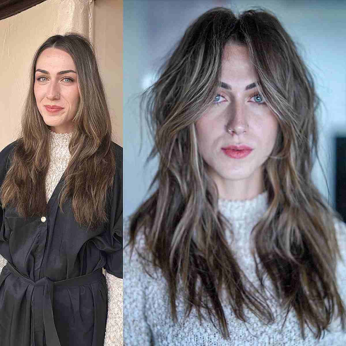 Textured Shagged Hairstyle for Long Wispy Hair