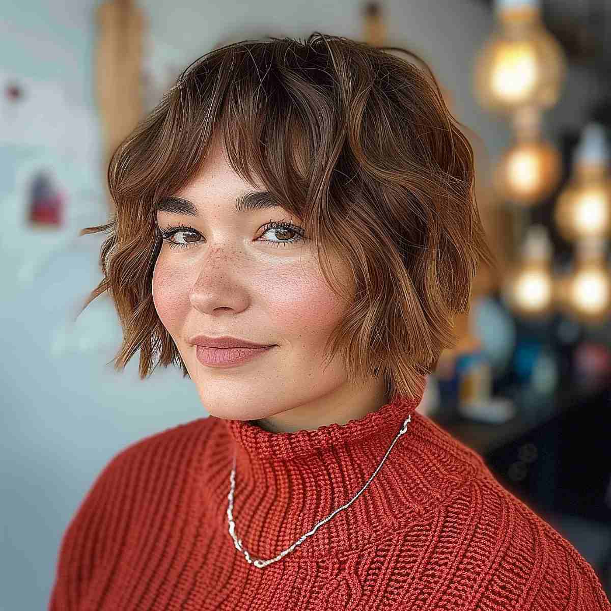 textured bob for round-shaped faces