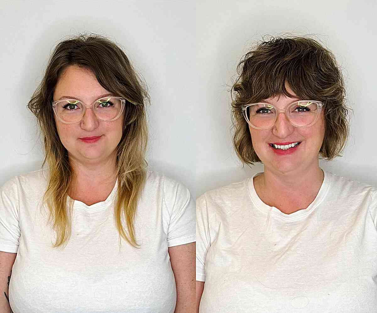 Textured Square French Bob with Fringe