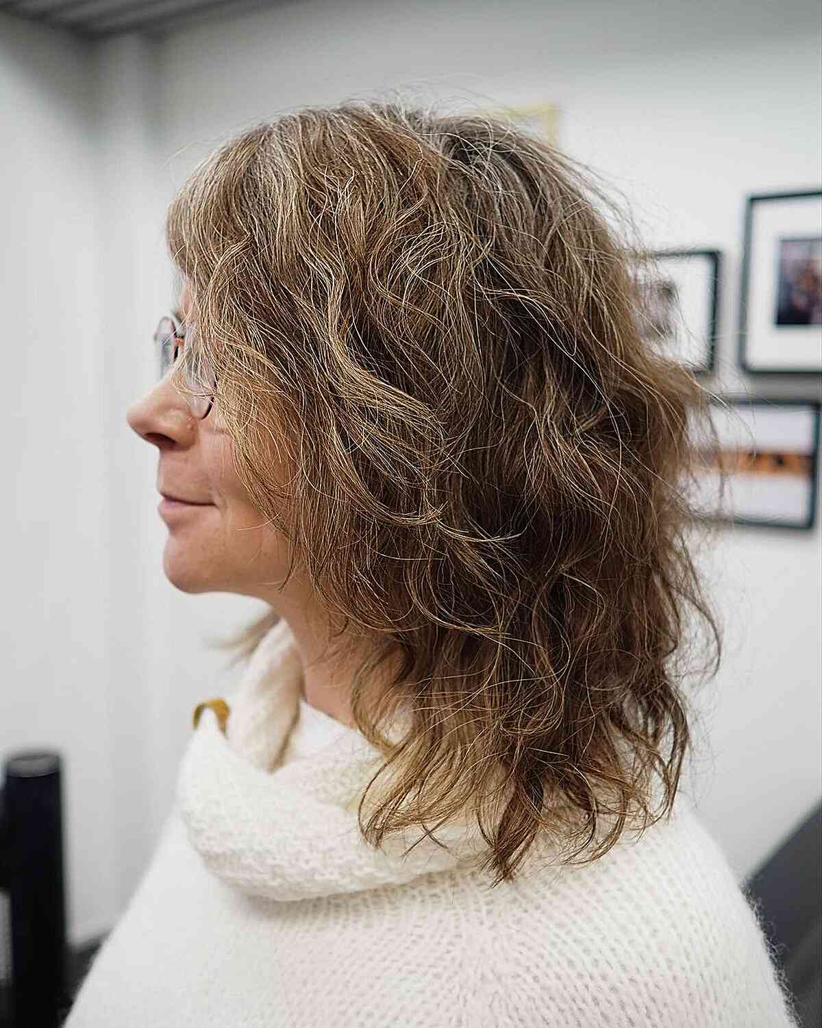 Textured Wavy Haircut for Older Women with Medium Hair