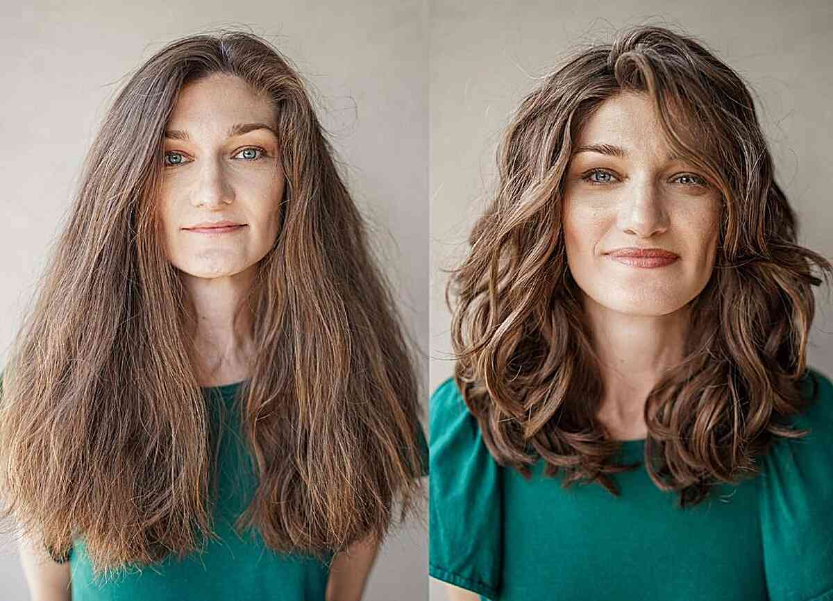 Textured Wavy Curled Hairstyle for women with medium to long hair