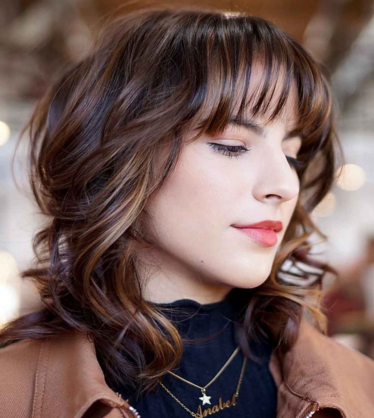 Textured Wavy Lob with Informal Bangs