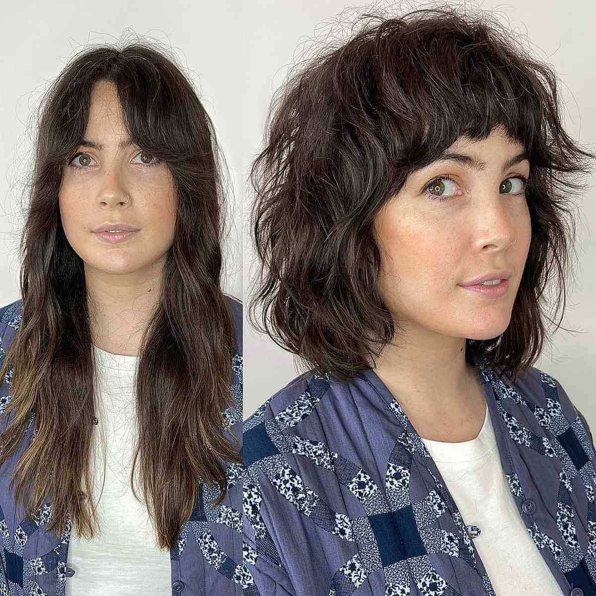 Textured Wavy Shag Bob with Layered Details