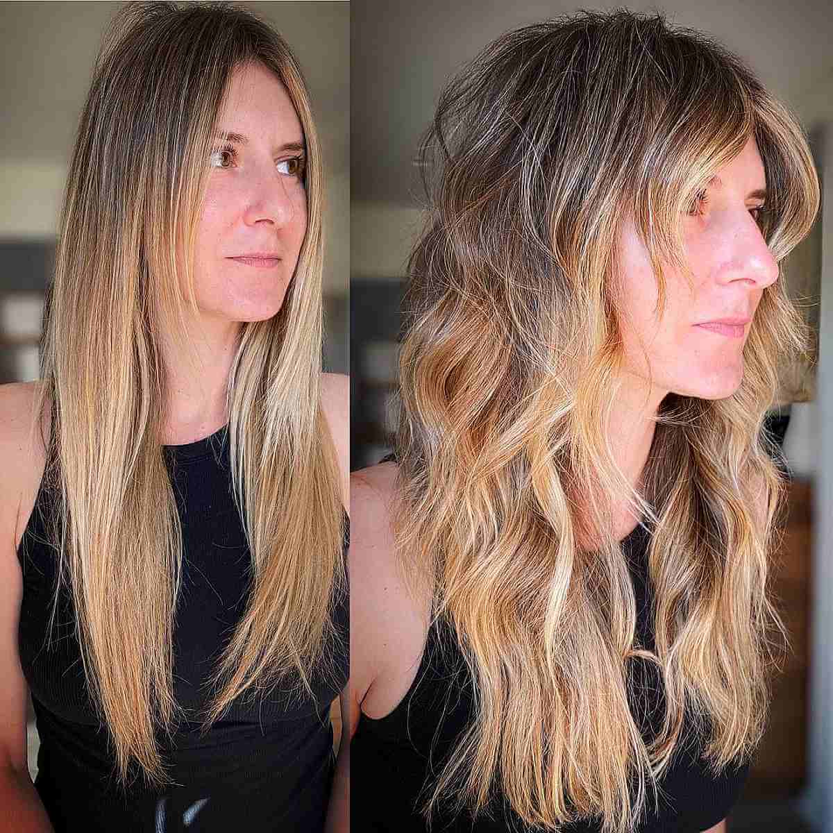 Textured Wavy Shag Hairstyle with Hidden Layers on Long Hair