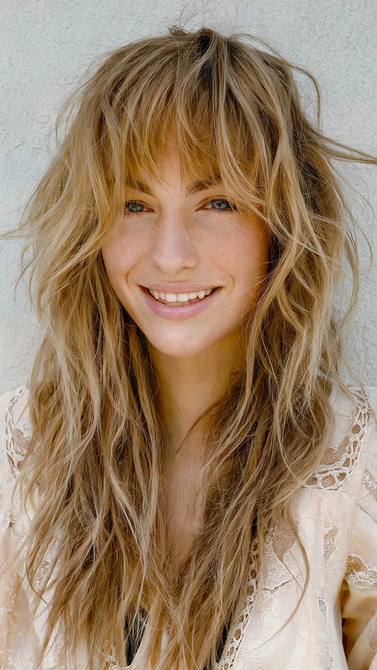 Textured Wolf Cut with Delicate Bangs