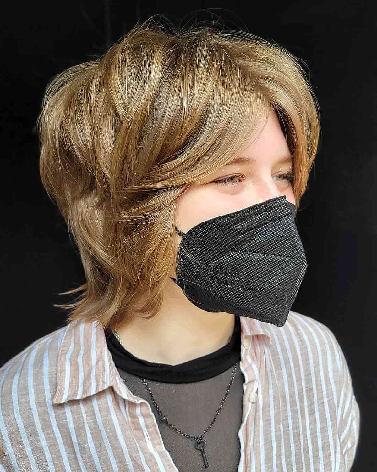 Textured Wolf Cut with Curtain Bangs for Lush Hair