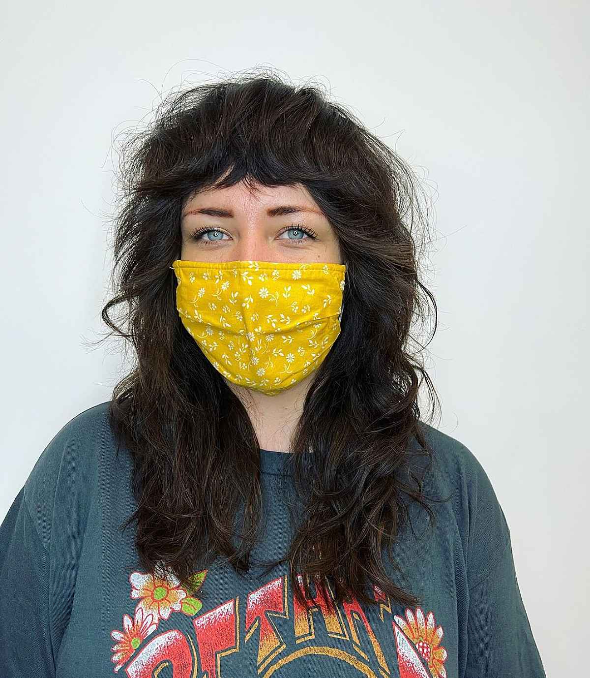 Textured Wolf Cut with Bangs for Full Hair