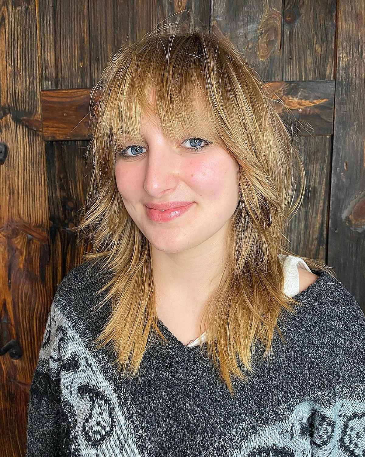 Textured Wolf Cut with Bangs