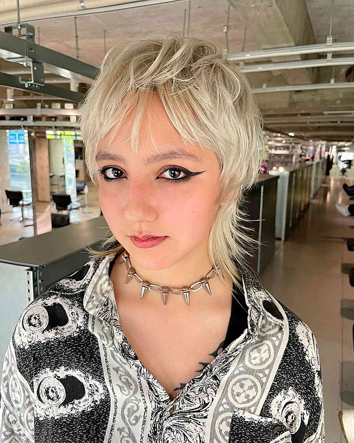 Textured Wolf Cut with Soft Bangs for Fine Hair