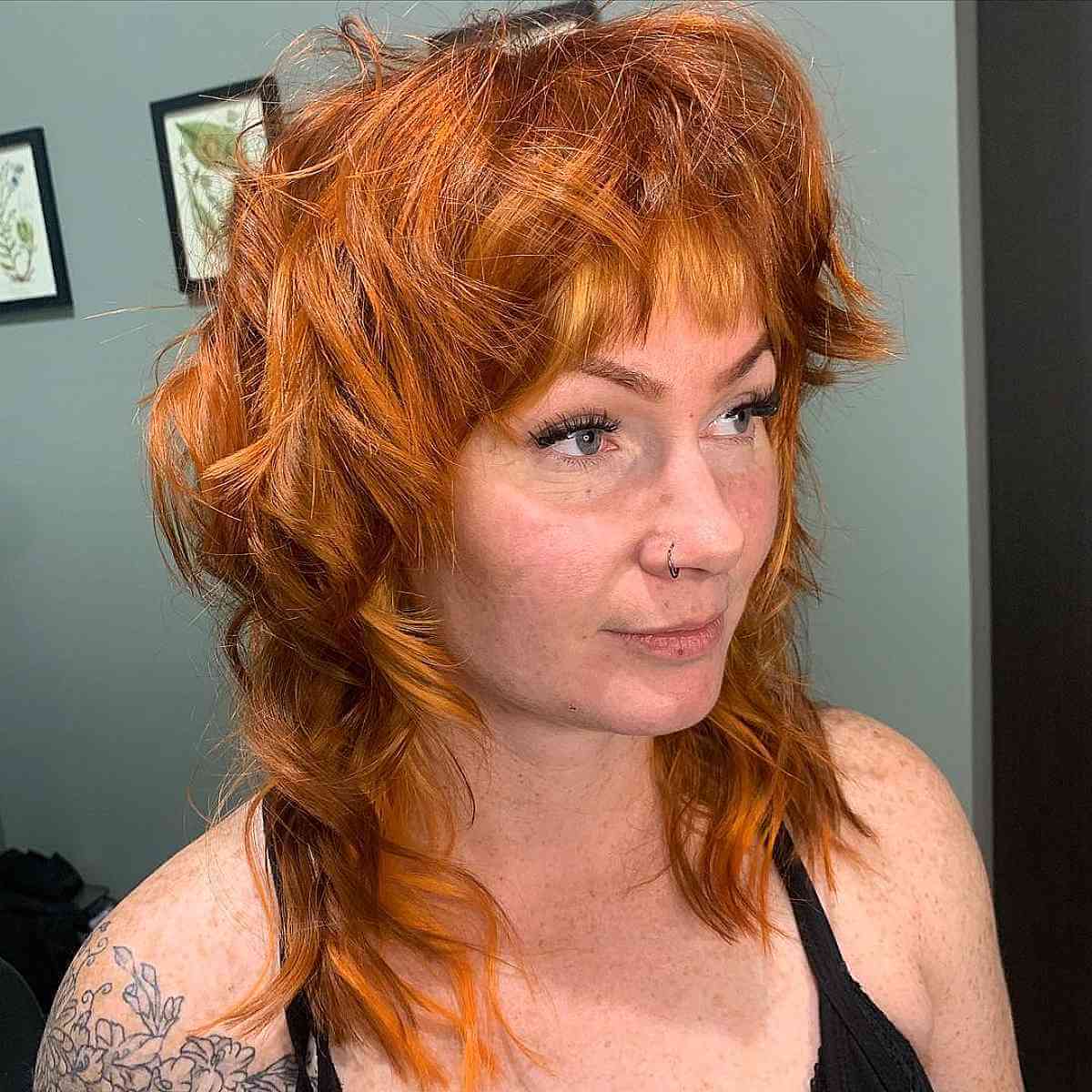 Textured Wolf Shag Mullet on Medium-Length Hair