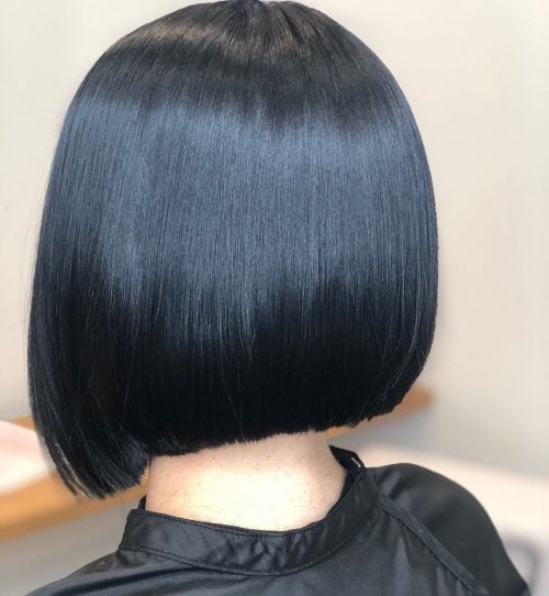 deep steel blue black bob