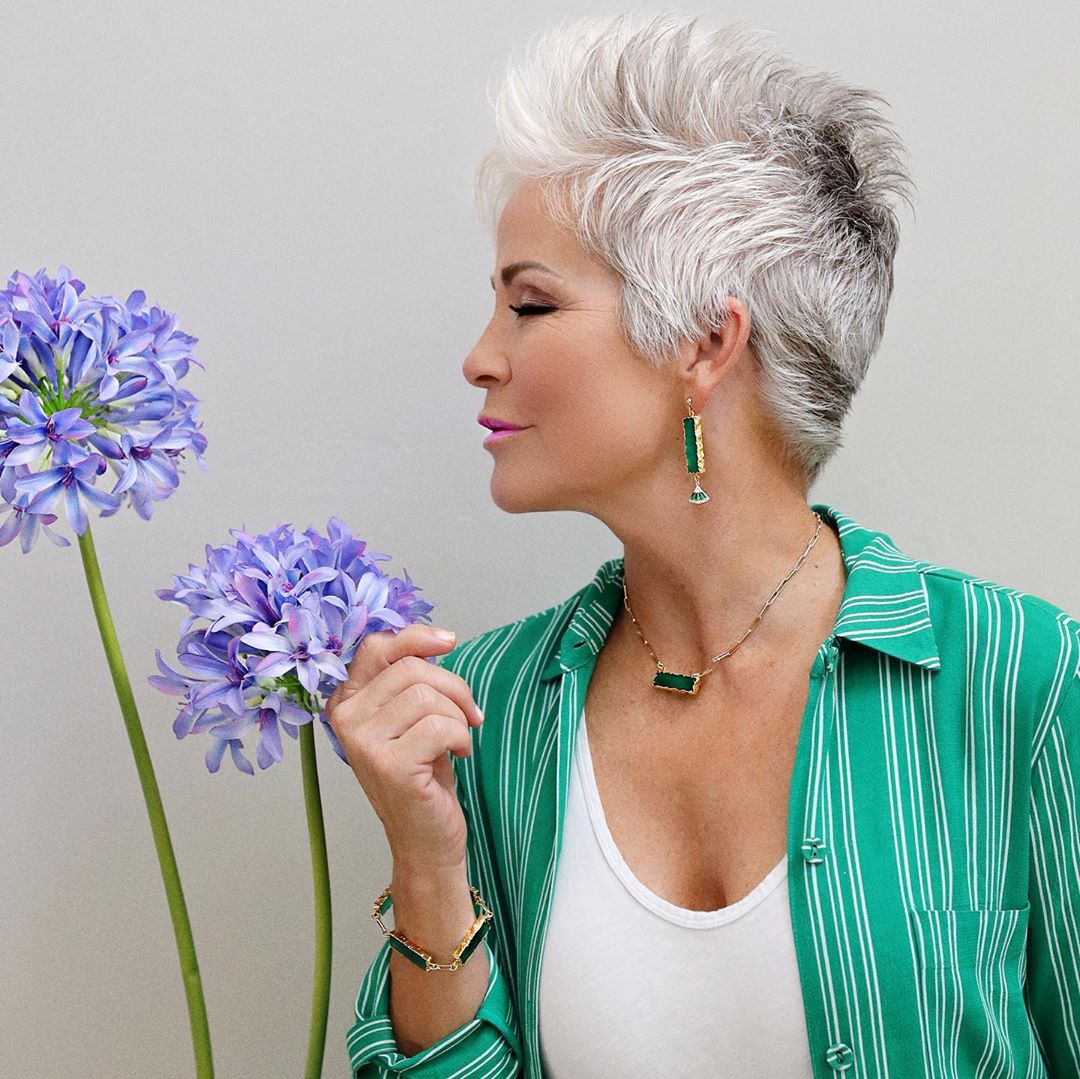 Edgy pixie hairstyle for mature women