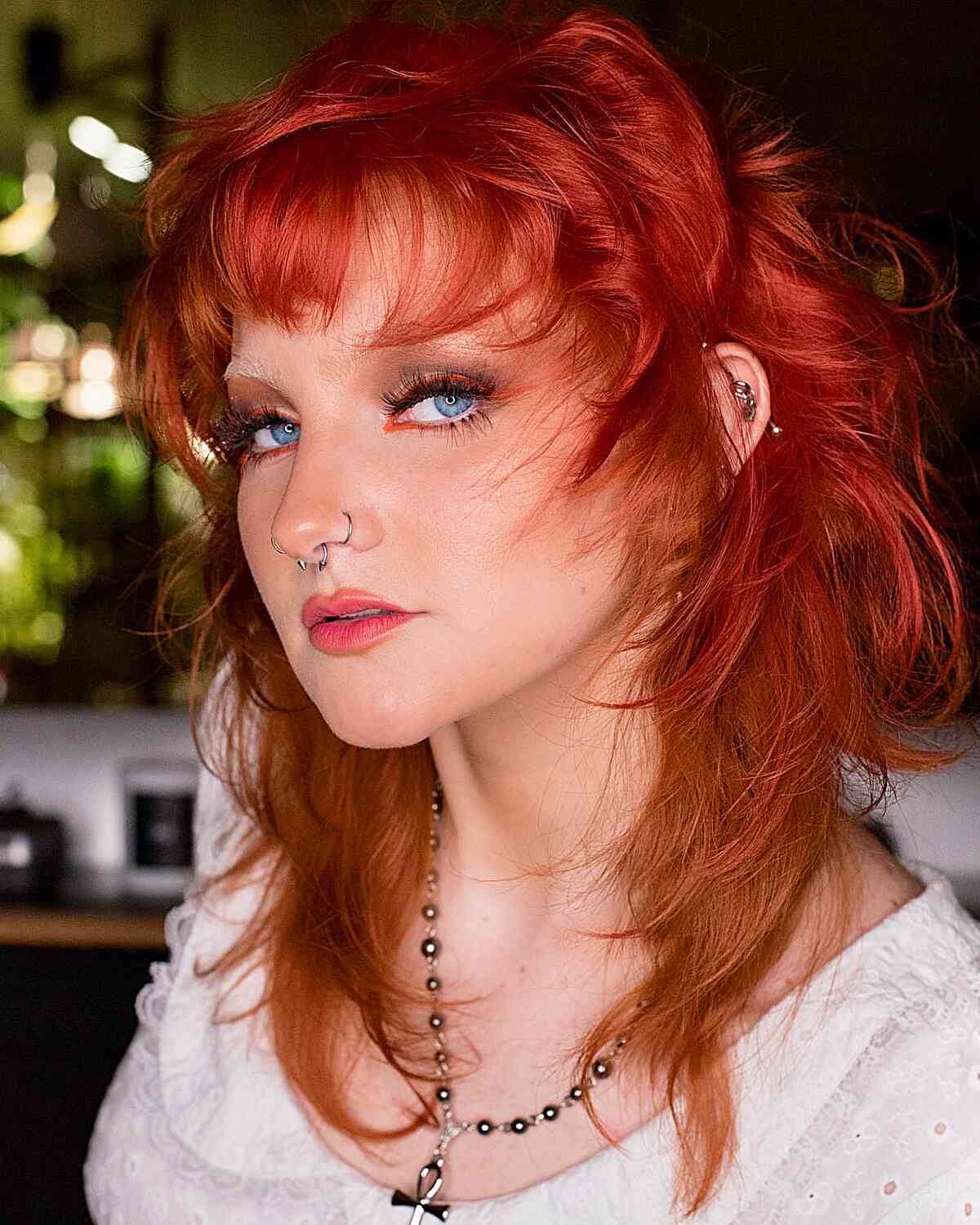 The Vivid Scarlet Wolf for Medium Hair