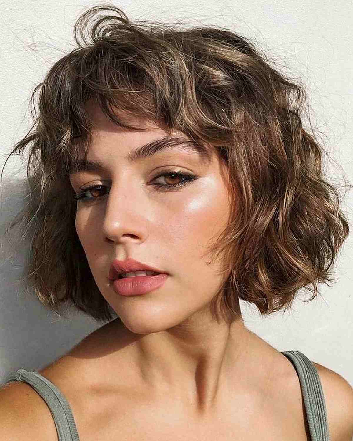 Tousled Layered Bob with Fringe for Thick Hair