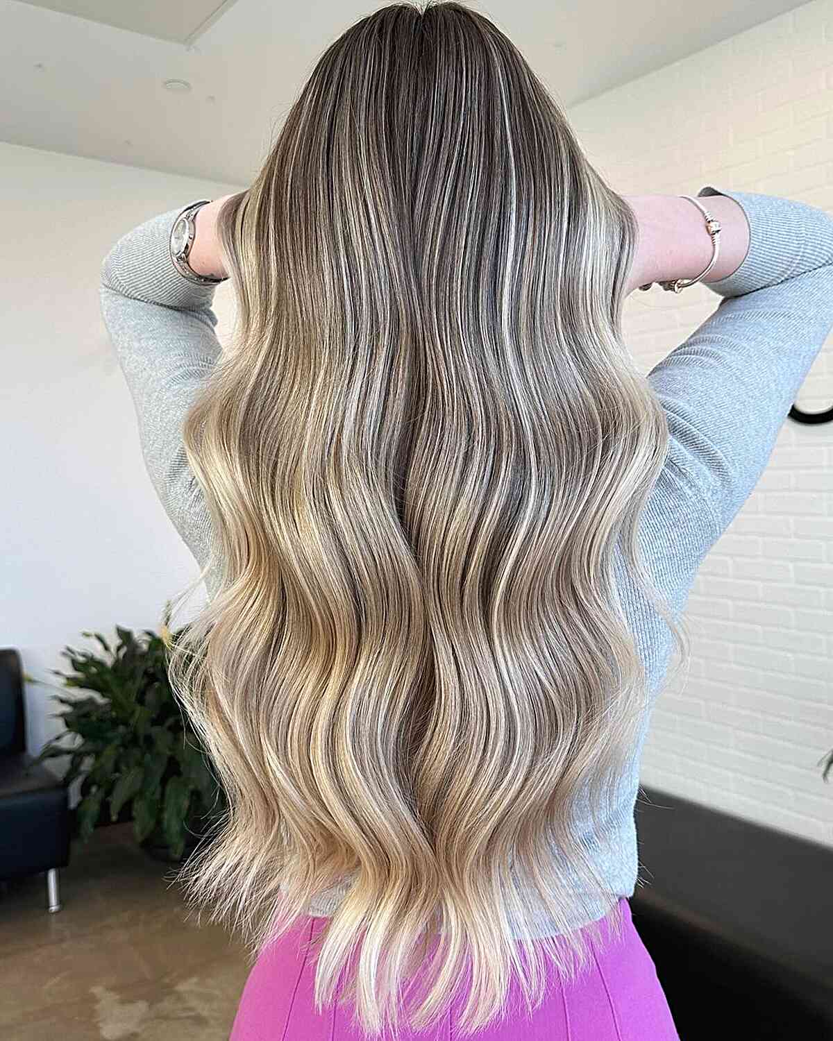 Brown to Blonde Ombre Balayage for Lengthy Tresses