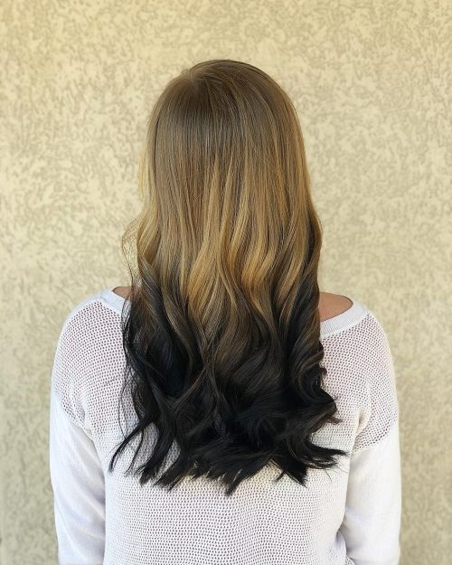 Transition from Brown to Black Ombre Hair