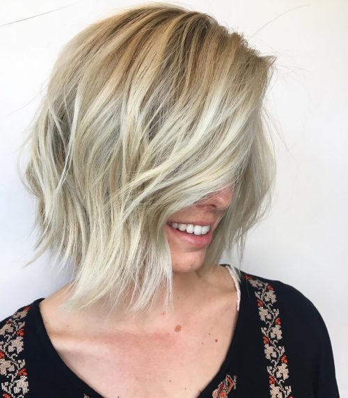 Trendy Choppy Blonde Layered Bob hairstyle