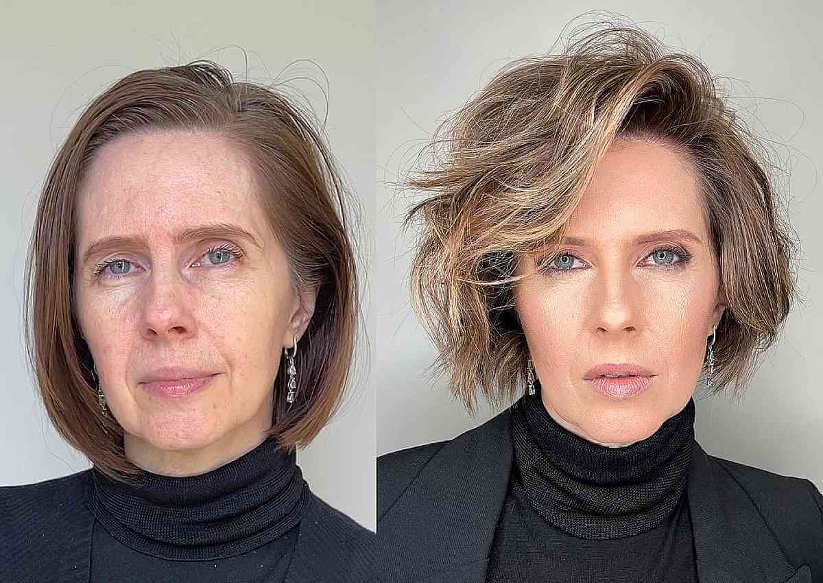 Short Choppy Bob with a Bold Side Part for Fine Hair