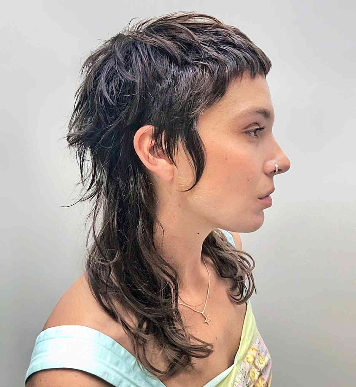 Medium Face-Framing Shaggy Mullet with Brief Bangs
