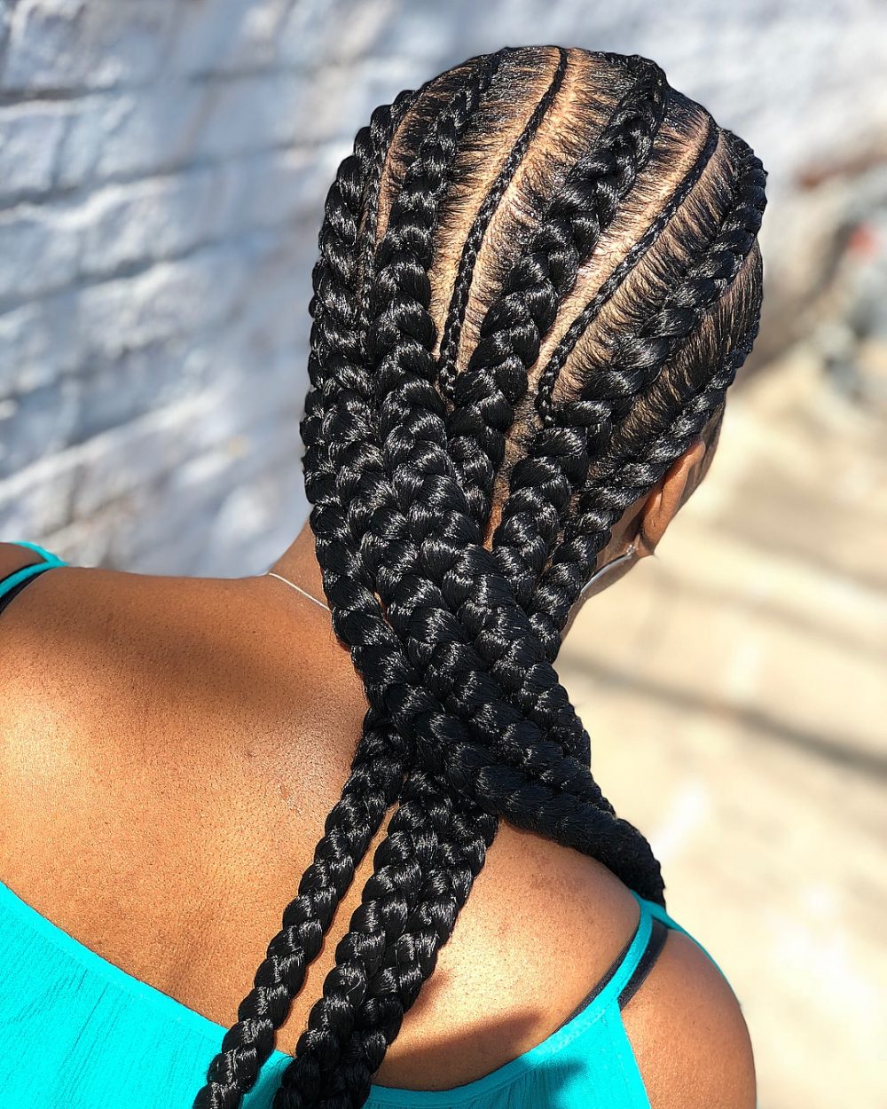 Stylish large ghana braids