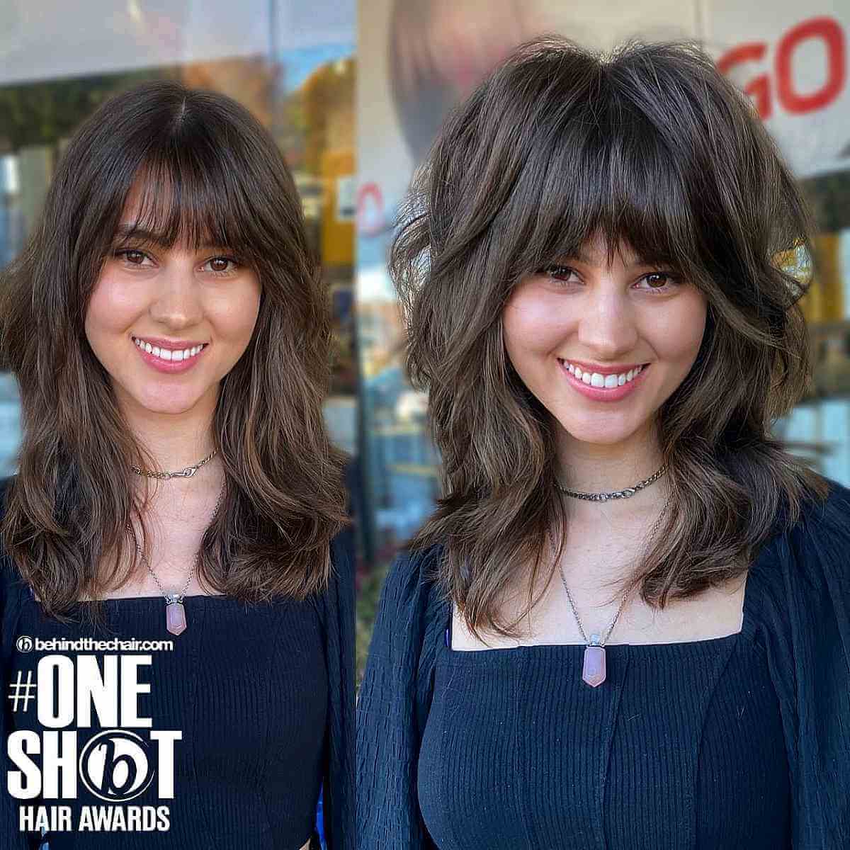 Trendy Medium Shag Mullet Look with Bangs