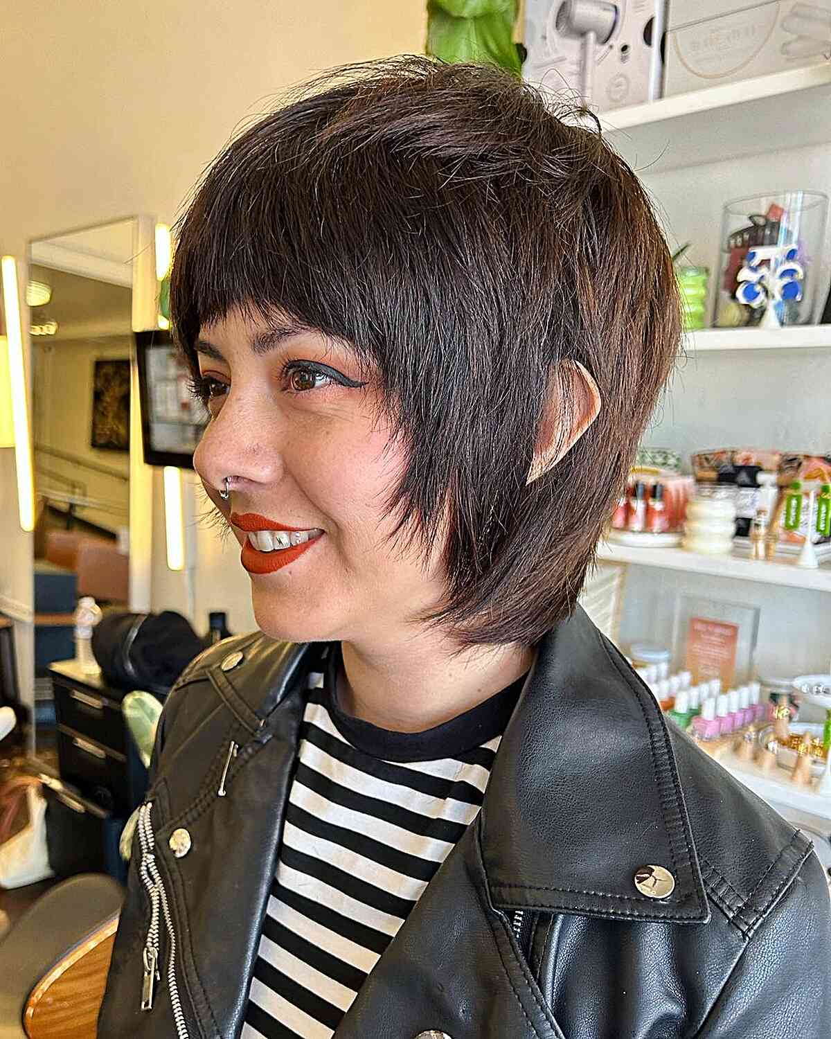 Trendy Shaggy Mullet with Bangs for women seeking an edgy vibe