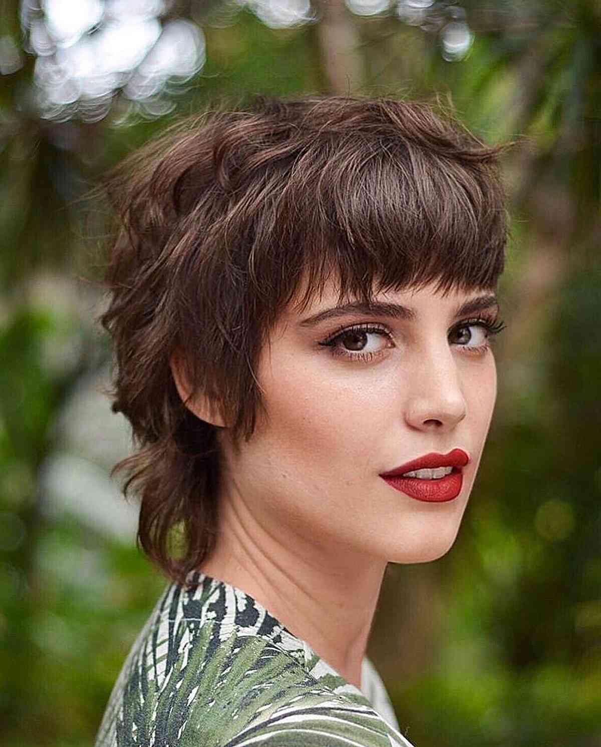 Trendy Short Shaggy Mullet with Fringe for Women