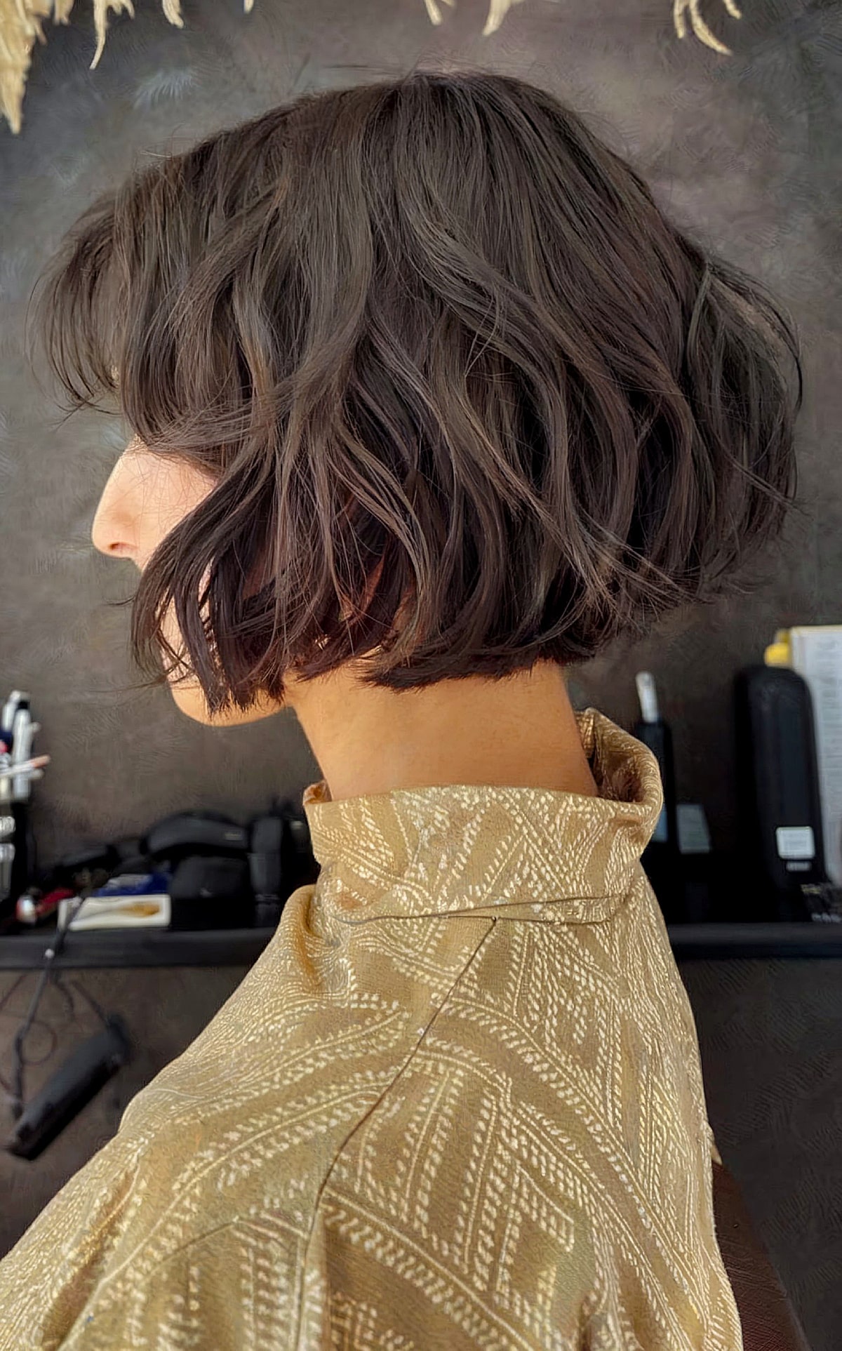 Short Bouncy Wavy Bob with Bangs