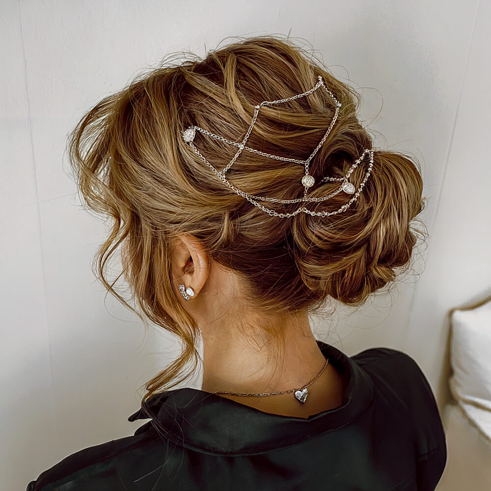 Twisted Bun Updo with Hair Jewelry