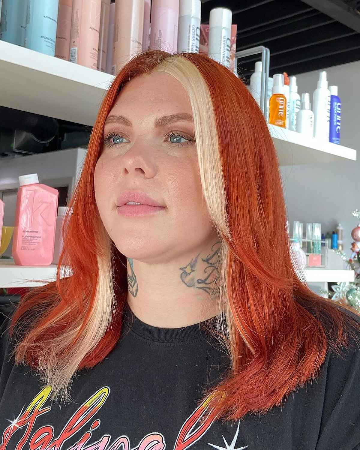 Two-Colored Shag on Straight Hair