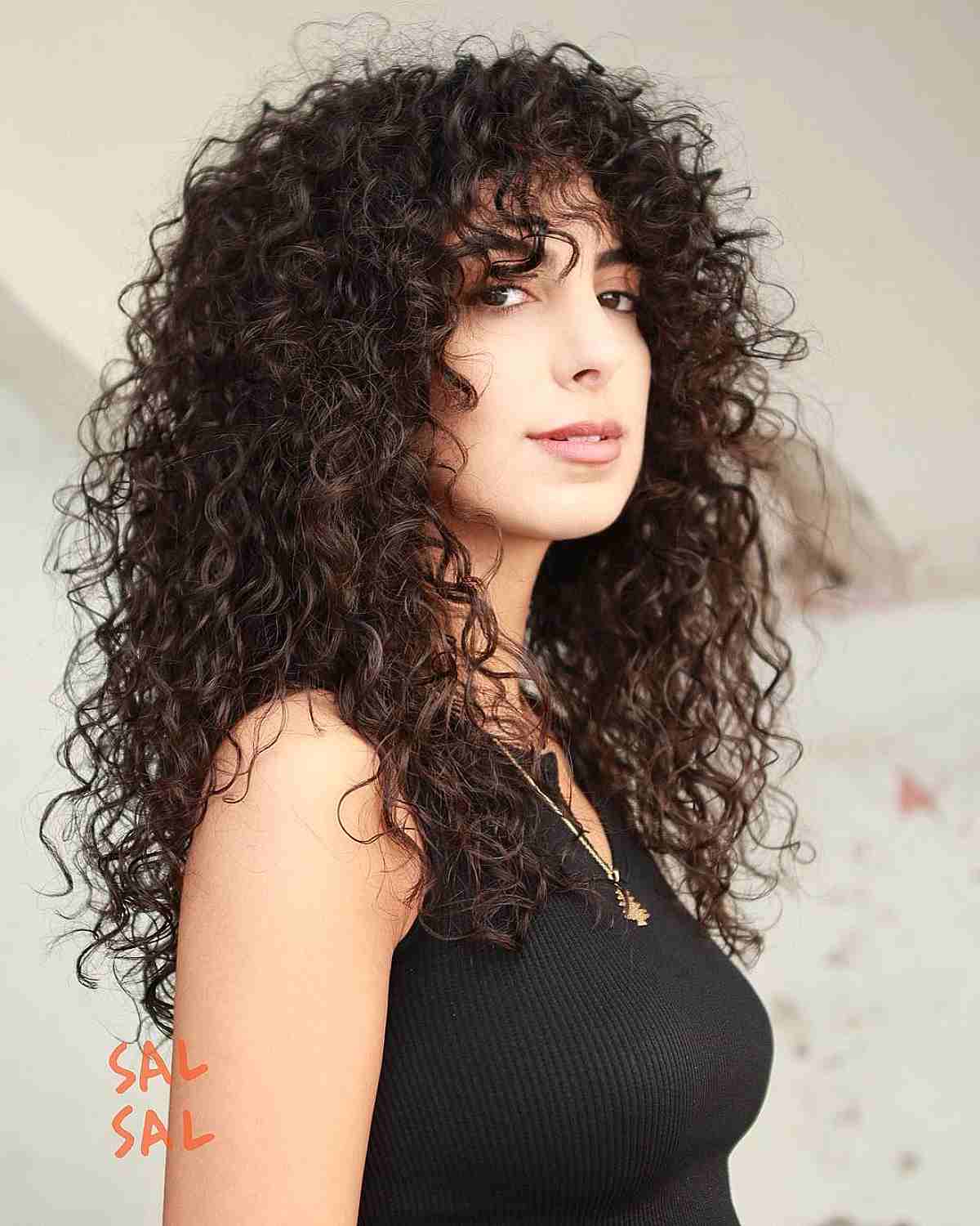 Untamed Long Curls with Bangs